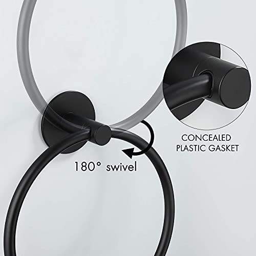 Kes Adhesive Towel Ring Hand Towel Holder For Bathroom Modern Round Towel Hanger Wall Mounted Sus 304 Stainless Steel Matte Black, A2180Dm-Bk #TOP5