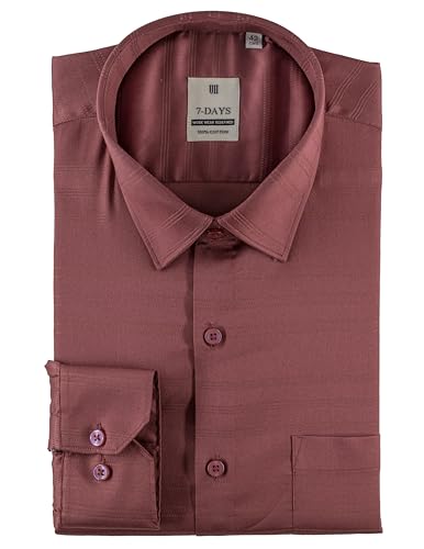 Image of 7-DAYS Men's Premium Formal Shirts - Regular Fit, Full Sleeve, 100% Pure Cotton, Self-Design, with Pocket - Stylish Office Shirts for Men