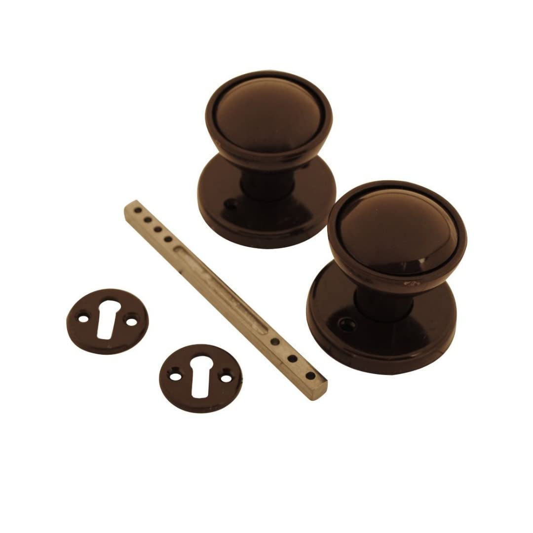 VIBE Rim/Mortice Knob Set on Brown Door Handle Knob on Brown for Internal Doors