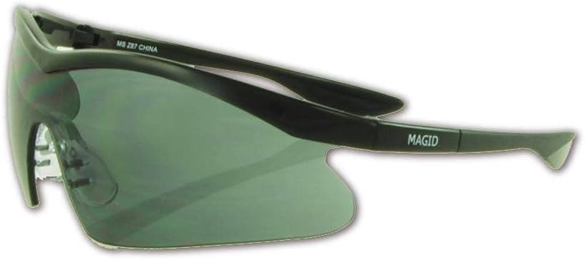 MAGID Y70BKGY Gemstone Zircon Protective Eyewears, Gray Lens and Black Frame One Pair