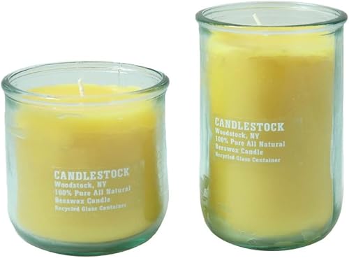 Miniatura 3 de Candlestock Pares de velas de cera de abeja sin perfume hechas a mano, tarros de vidrio reciclado (cortos)