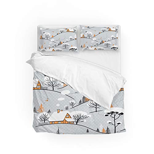 Parure de lit King polyester motif 3 avec housse de couette toutes saisons 3 pièces