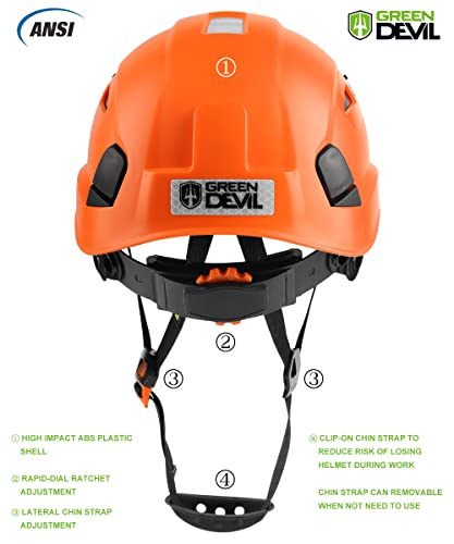 Image of GREEN DEVIL Safety Helmet Hard Hat Adjustable Lightweight Vented ABS Work Helmet 6-Point Suspension ANSI Z89.1 Approved Ideal for Industrial & Construction