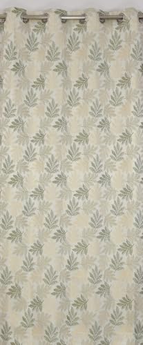 Image of HOME UTSAV Premium Jute Curtains for Long Door 8 feet Leaf Pattern Room Darkening Curtain | Pack of 1 | Jacquard Fabric | Olive