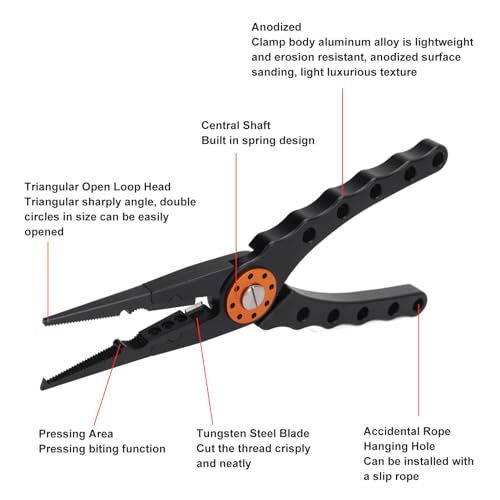 Alicate de Pesca de Liga de Alumínio, Removedor de Gancho, Alicate de Anel Dividido Multifuncional C