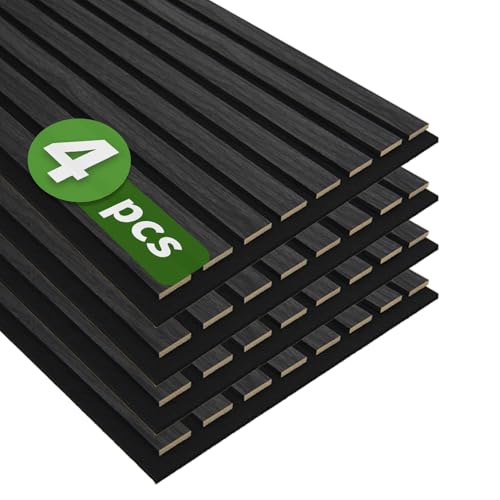 Image of Art3d 12 inch x 93 inch Acoustic Wood Slat Wall Panel, 4pcs, 31 sq.ft, Grey Oak