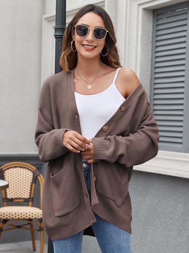 Image of ZAFUL Womens Open Front Cardigan Sweater Button Down Oversized Knit Loose Casual Chunky Pocket Outwear Coats