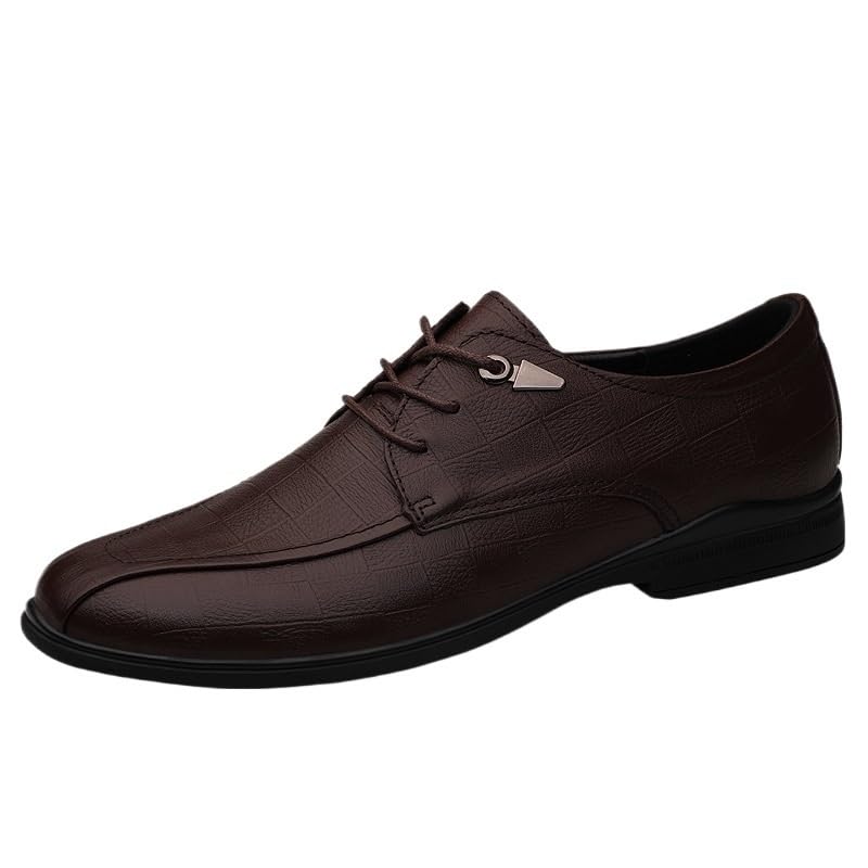 Formal Shoes for Men Lace Up Low Top Office Wingtip Calfskin Leather Cap Toe Design