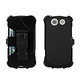 Beyond CellFor Kyocera Brigadier E6782 (Verizon,Sprint,International) Durable protection 3 in 1 Kombo Protex Hard Shell Slim Light Weight 2 Piece Snap On Rubberized Rubber Coated Case with Holster Belt Clip & FREE Screen Protector - Black