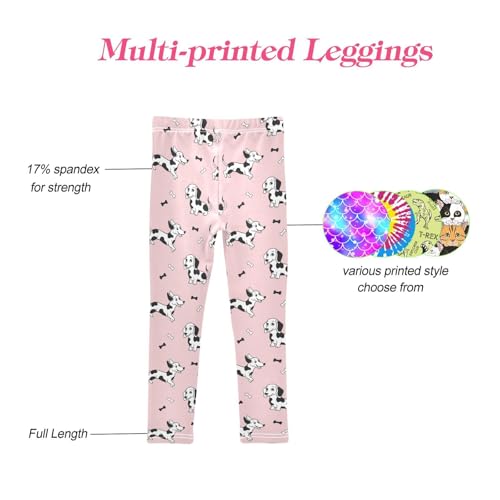 CaTaKu Girls Leggings Cute Dalmatian Dog Bone Leggings for Girls Kids Athletic Workout Yoga Pants Size 4-10T4