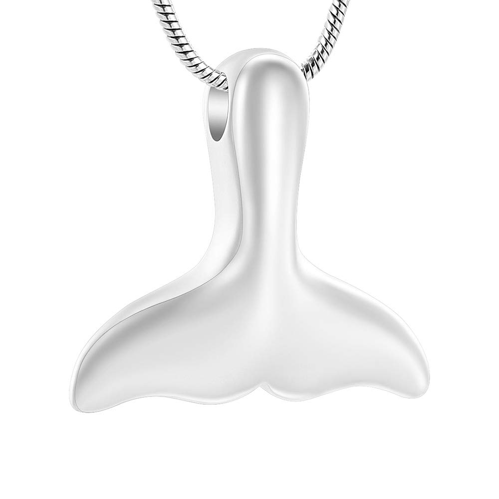 zeqingjwWhale Tail Cremation Urn Necklace for Ashes,Stainless Steel Memorial Urn Pendant Jewelry for Human Dog Cat Ashes Holder