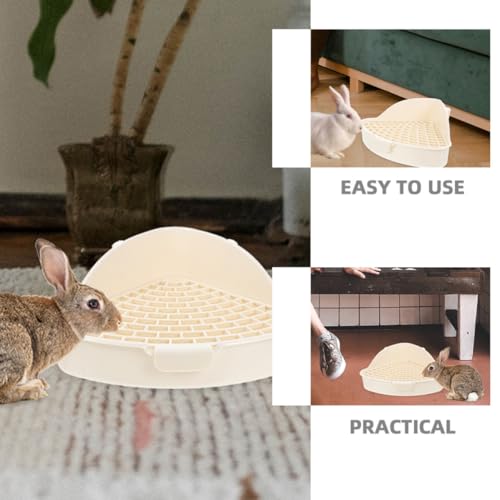 Arenero triangular para conejos LALADEFIEE contenedor higiénico de plástico blanco pack de 2 4