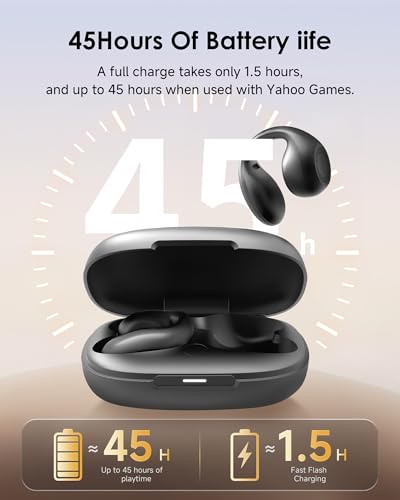 Image of King Lucky Clip-On Earbuds,Comfort Air Cushion Open Ear Earbuds Wireless Bluetooth 6.0 Multipoint, Open Ear Headphones with Mic,Anti-Mistouch,45H Playtime for Sports,Small Ears&Sleep (Black)
