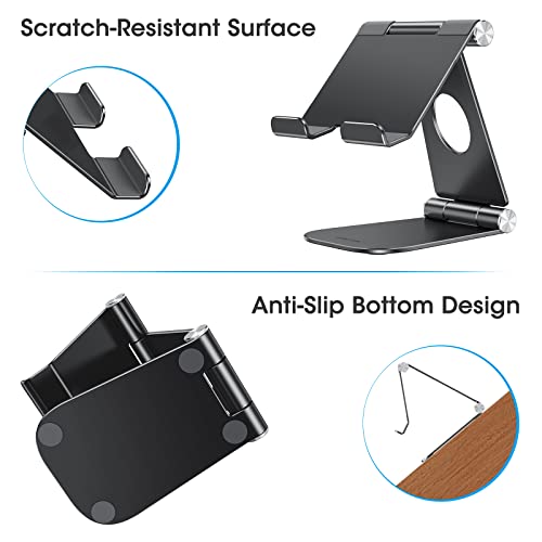 Omoton Fully Foldable Tablet Stand, Adjustable Desktop Aluminum Tablet Holder Stand Compatible With Ipad 10.9, Ipad Air, Ipad Pro, Ipad Mini, Samsung Tablets And Phone, Black #TOP5