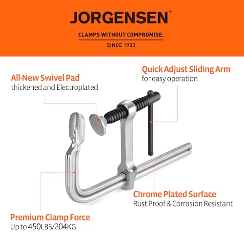 Image of Jorgensen Bar Clamps, 6-Inch Light-duty Drop Forged Steel Bar Clamps for Woodworking and Welding, 2 Pack