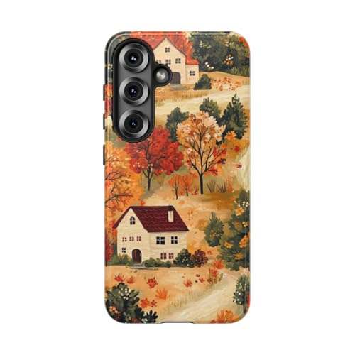 Coque Samsung S25 paysage d'automne orange - Protection rigide brillante pour téléphone portable