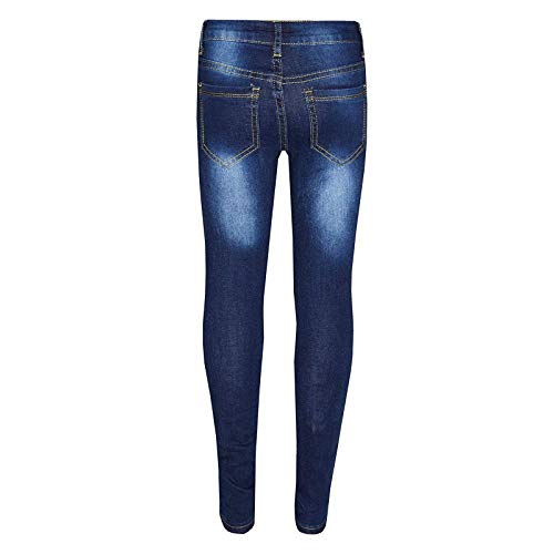 Pull On Skinny Jeans for Girls, 3-13 Years Old Children's Fashion Tight Hole Pocket Button Zipper Long Stretchy Jeans