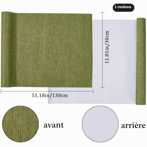 craspire 130 x 30 cm Tissu de Livre en Lin Olive Livres Tissu de Reliure Surface Papier Soutenu Couverture de Livre en Tissu Densément Tissé Livres Album Scrapbooking Archivage Couvrant Protecteur – vue 2
