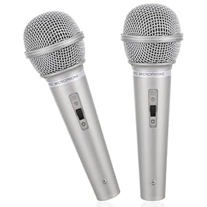 2 Stück Mikrofon Kinder, Fake Mikrofon Karneval Mini Kindermikrofon Spielzeug Simulationsmikrofon Spielzeugmikrofon Microphone für Karaoke Kleidung Fotografie Geburtstagsfeiern Cosplay-Party(Silber)