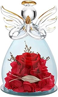 ANLUNOB Mothers Day Preserved Flowers Birthday Gifts for Mum Grandma Women, Angel Figurines with Real Yellow Rose Thank You Gift, Wedding Anniversary Decor Gifts