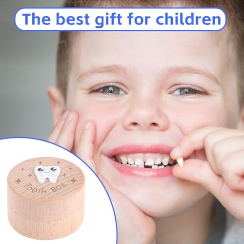 Miniatura 6 de Hotut Caja De Dientes, Caja Dientes De Leche Niño, Madera Para Guardar, Recuerdos De Dientes Lindos, Borde Liso Guardar, Regalo Para Niña Niño