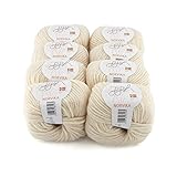 30 % Norwegische Wolle, 20% Alpaka, 13% Bio-Polyamid, 7% Polyamid, 30% Polyacryl - 8 x 50g Wolle als Knäuel, Lauflänge pro Knäuel 65 m, Nadelstärke 7-8, Verbrauch 500g für eine Pullover in Größe 40, Wolle zum Stricken und Häkeln geeignet