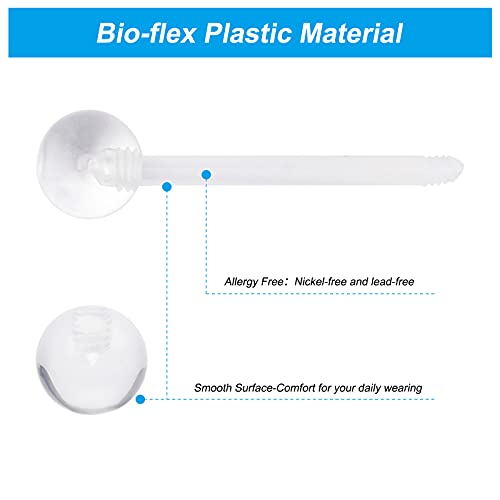 CrazyPiercing Transparent Ball and Barbell Clear Tongue Ring Retainer 14G or Nipple Ring3