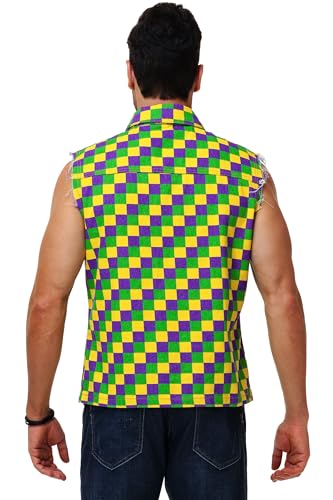 Image of AOBUTE Mens 4th of July Denim Vest American Flag Print Sleeveless Jean Jacket