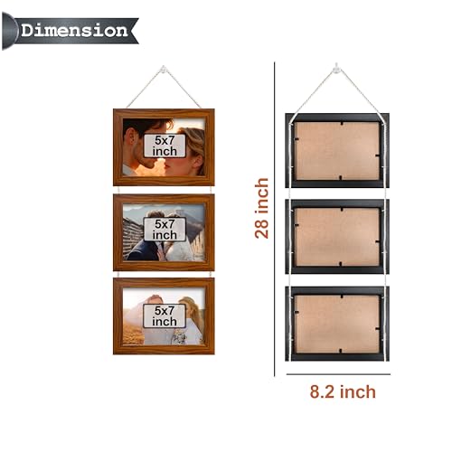 Image of Art Street Photo Frame For Wall Set Wall Hanging Photo Frame For Home and Office Decoration (Brown, 5x7 Inches)