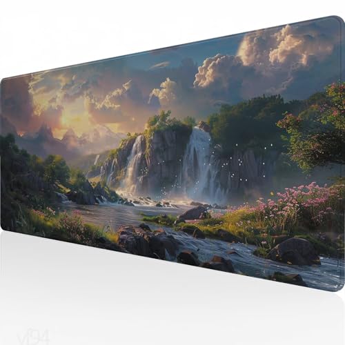 Alfombrilla Ratón Blanco Alfombrilla Raton 800x300x3mm, Caer Alfombrilla de Ratón Extendida de Gran Tamaño con Bordes Cosidos, Protector Escritorio, Antideslizante, Alfombrilla Ratón Gaming YF-94