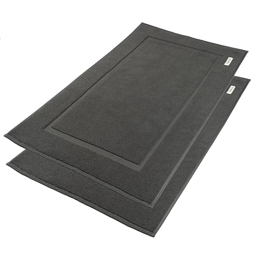 PandaHome Badvorleger Set aus Baumwolle - 2 Stück Badematte - 100% Baumwolle, Duschvorleger Duschmatte, Schnelltrocknend Weich Saugstark 1000 g/m² (Anthrazit)