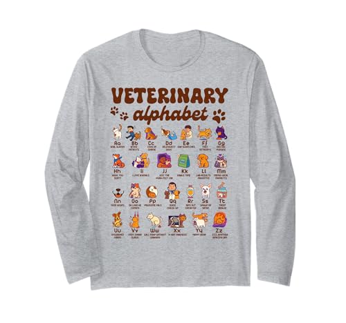 Veterinary Alphabet Vet Tech Veterinarian Animal Dog Cat Long Sleeve T-Shirt