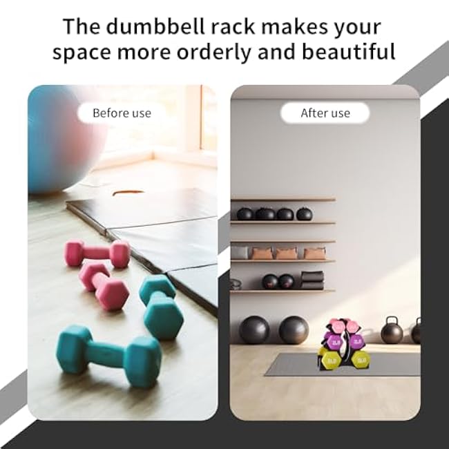 Topyond Dumbbell Rack Stand(Dumbbells Not Included), 3 Tier Dumbbell Weight Stand, PP Triangular Dumbbell Tree, 23x22.5x8.5cm, Weight Holder Storage Accessories for Home Gym Exercise