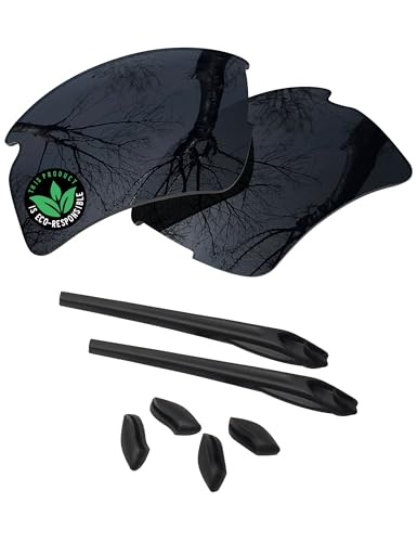 Image of Raydi Polycarbonate Replacement Lenses & Rubber Kits for Oakley Flak 2.0 XXL OO9488 Rectangular Sunglasses - Solid Black - Polarized