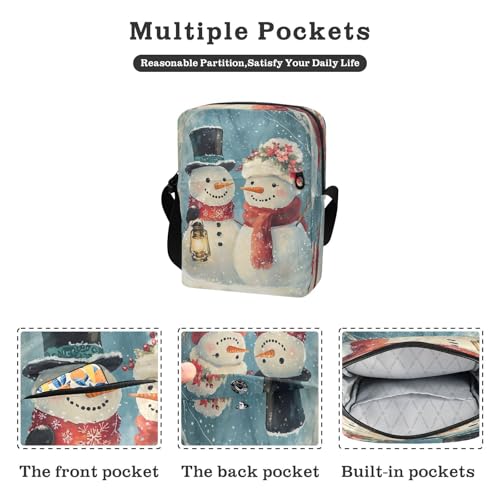 Crossbody Bag Christmas Snowman Winter Messenger Bag for Women Men Purse Shoulder Bag Satchel Bag with Adjustable Strap 202b68282