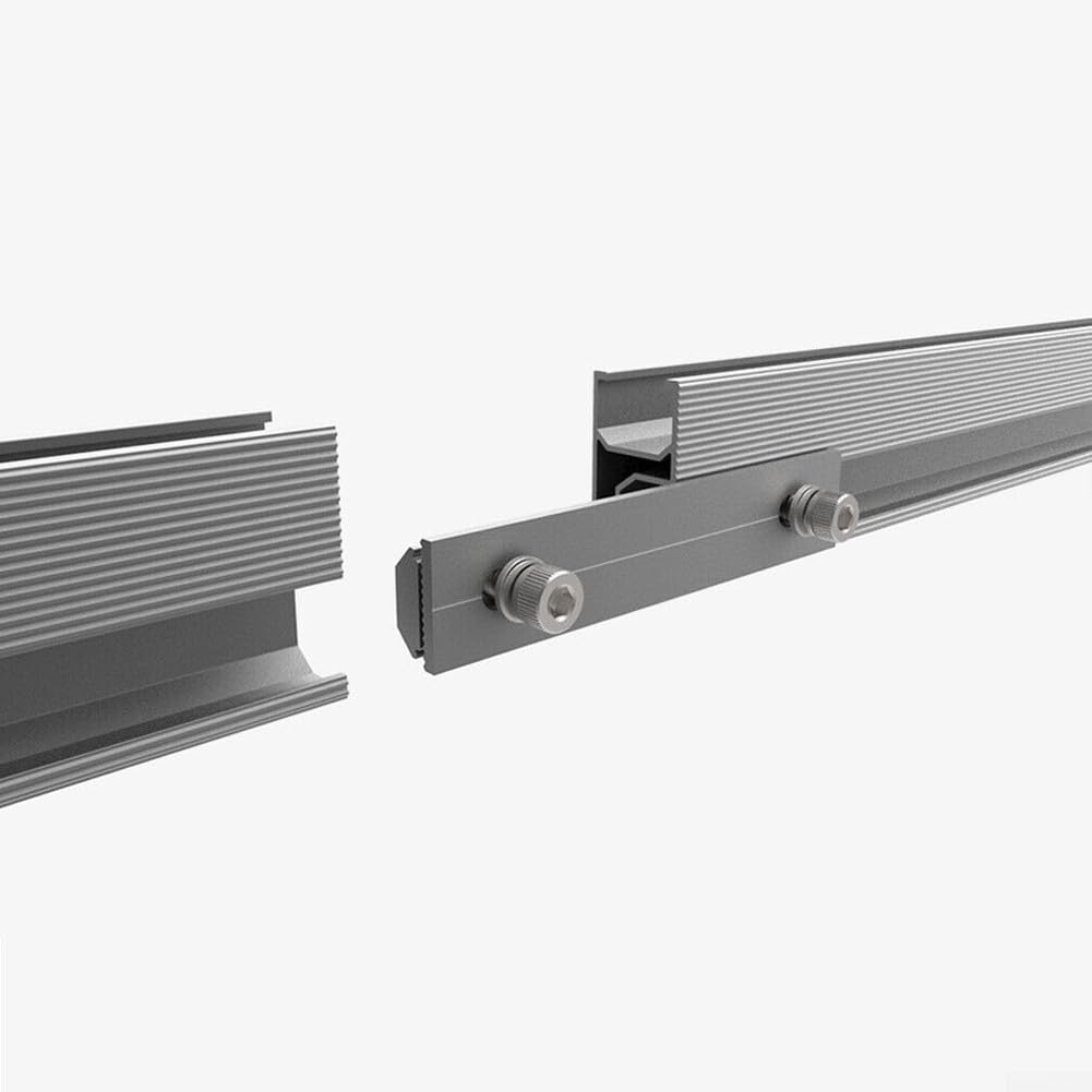 4 Stück Solarmodul Schienen Profilverbinder, Aluminium Solarpanel Montageschienenverbinder, PV Halterung, T-Form Rail Koppler, Verstellbarer Panel Verbinder, Gekerbter Greifverbinder