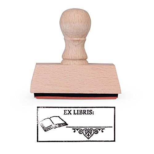 Ex Libris motiefstempel, houten stempel met Ex Libris motief, Library of, dit boek behoort met gratis vak voor naam… - Image 4