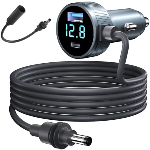 Starlink Mini Car Adapter & Power Cable, 3-in-1 Starlink Mini Cable+ Cigarette Lighter Adapter 12V-48V with Digital Display, USB C PD 40W & USB A 35W Ports for Trucks, Cars, RVs (10FT)+Extension Cable