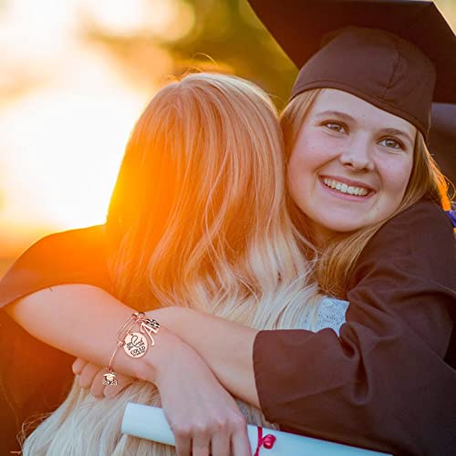 2023 Graduation Gifts For Women Bracelet, Rose Gold Engraved Inspirational Compass Graduation Bangle She Believed She Could So She Did Initial K Charm Bracelet Graduation Gifts For High School #TOP1