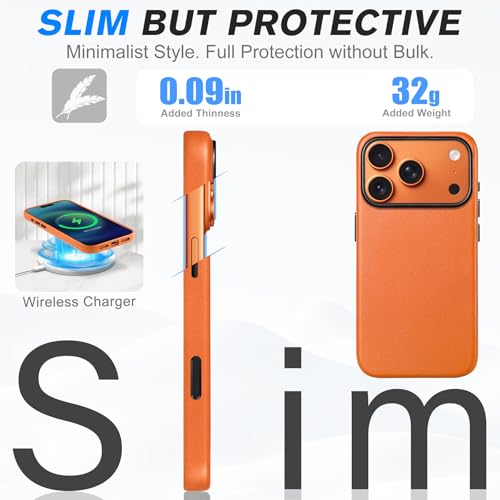 Image of SHIELDON Genuine Leather Case for iPhone 17 Pro 6.3 inch 2025, Orange