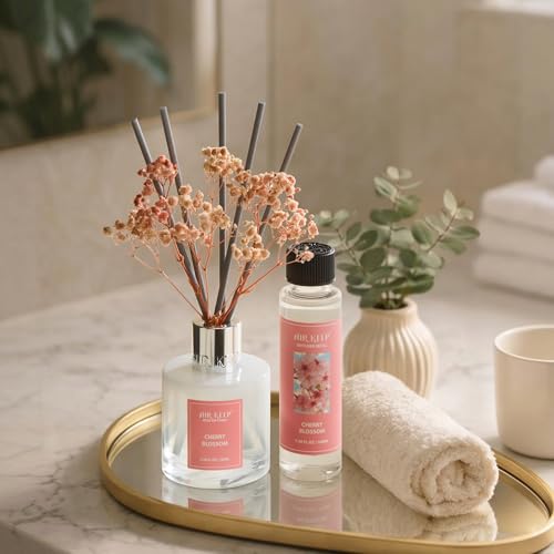 Image of Airkeep Reed Diffuser Oil Refill /Cherry Blossom /3.38 oz /1 Pack /Air Freshener & Aromatherapy Essential Oil Blend for Home Fragrance - Scented Refill Oil for Bathroom, Bedroom & Home Decor