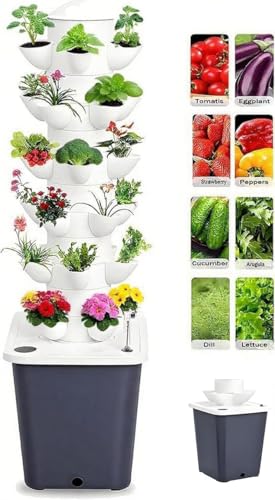 Hooporia Hydroponics Growing System, 30 pods Hydroponics Tower Growing System Indoor Vertical Garden Planter Indoor Smart Garden Kit with Pump and Movable Water Tank Vegetable Plant Gift (Classic)