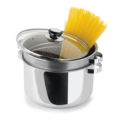 Panela Espagueteira Caçarola Macarrão 5L com Escorredor e Tampa de Vidro, cor Inox, Aço