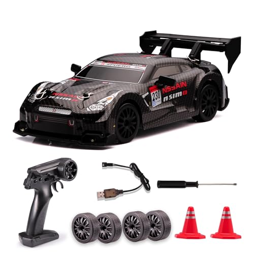 Image of 1:24 Scale RC Drift Car,4WD 2.4GHz High Speed Racing Hobby Sport Toy Car Vehicle with LED Lights,Racing and Drift Wheels for Adult Boys Girls Kids Gift (8601-Black)