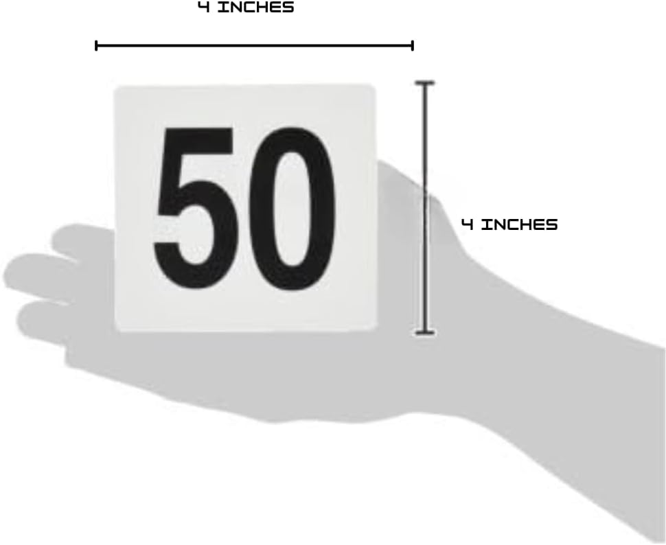 Plastic Table Number Cards 4" x 4" – Double-Sided Number Signs with Bold Black Numbers on White – Reusable Durable Plastic Place Cards for Wedding, Restaurant, Banquet, Buffet, Party & Auction Use (25)