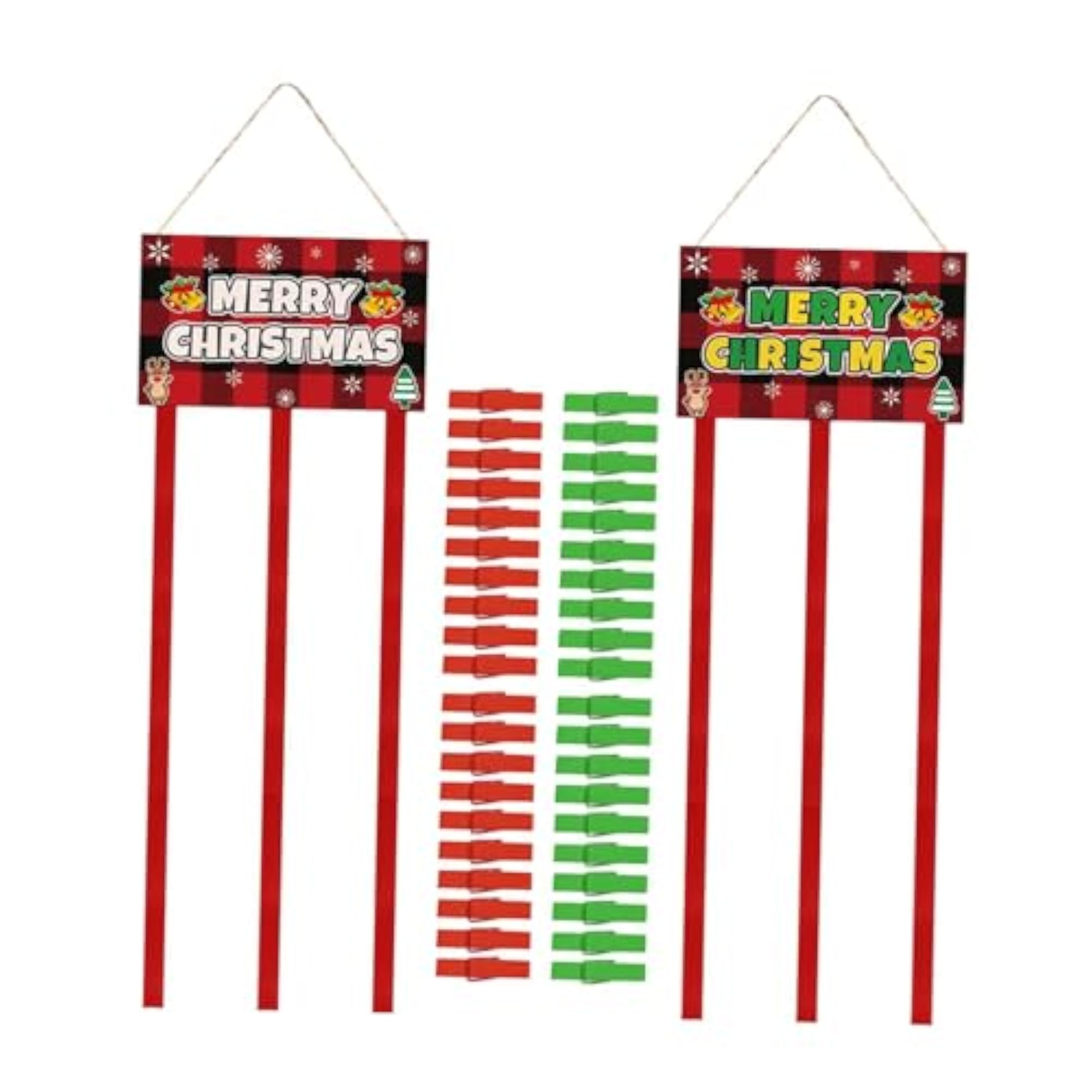 2X Christmas Card Holder with 40 Photo Clips for Decoration