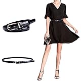 CB Women's Elegant Skinny Patent Leather Belts Waistband Slim Waist Belt With Twist To Convert Gold