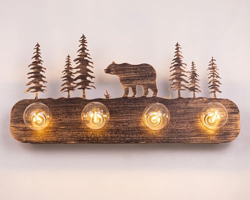 TOCHIC Rustic Bathroom Light Fixtures, 4 Lights Farmhouse Bathroom Vanity