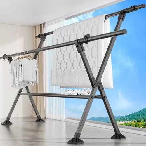 Consejos para Comprar Tendedero portatil favoritos de las personas. 44 ABENNLY Tendederos de Ropa, Tendedero Retráctil Plegable con Estante,Un Lado Puede Ser Elevado.Tubos de Acero engrosados,Estante de Secado Portátil for Exteriores e Interiores...