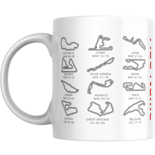 MUGGZ Personalised Formula 1 2026 F1 Tracks Mug Racing Circuits Gift Motorsport Fan Cup Optional Name Colour Handle Coaster Card
